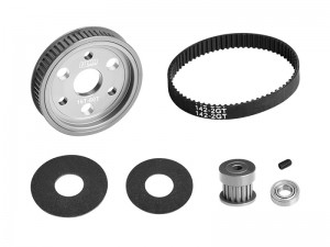 GPM SCX1660TS ALUMINUM GEARBOX GEAR BELT DRIVE SET WITH MOTOR GEAR 16T / 60T FOR AXIAL 1/10 SCX10 II TRAIL HONCHO / SCX10 II JEEP RC CRAWLER - SCX1660TS-BK