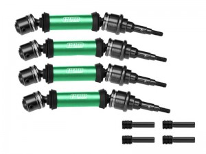 GPM TFR098FRS 4140 CARBON STEEL 6061-T6 ALLOY FRONT & REAR CVD DRIVE SHAFT 7450 FOR TRAXXAS 1/10 FORD FIESTA ST RALLY VXL 74276-4 - GREEN - TFR098FRS-G