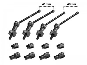 GPM 4140 CARBON STEEL FRONT & REAR CVD DRIVE SHAFTS WITH ALLOY 7075 WHEEL HEX  FOR ARRMA 1/16 MOJAVE GROM ARA2104 - MGM4143V2-BK