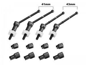 GPM 4140 CARBON STEEL FRONT & REAR CVD DRIVE SHAFTS WITH ALLOY 7075 WHEEL HEX  FOR ARRMA 1/16 MOJAVE GROM ARA2104 - SILVER - MGM4143V2-S