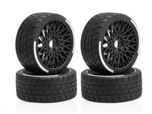 RUBBER TIRE & RIM SET 43 / 101 2.9" ARA550062 FOR ARRMA 1/7 INFRACTION LIMITLESS V2 6S BLX ARA109001 ARA7116V2 - BLACK - RS-WH10143/BK