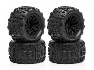 RUBBER TIRE & RIM SET 72.5 X 40mm ARA550112 FOR ARRMA 1/18 GRANITE GROM 1/14 TYPHON GROM - RS-ARA550112/BK