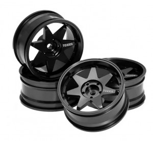 ALUMINUM FRONT & REAR RIM SET 52mm x 26mm 12mm HEX FOR 1/10 TAMIYA TT-02 YOKOMO YD-2 DRIFT RC CAR - RS-WH5426-BK