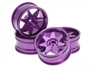 ALUMINUM FRONT & REAR RIM SET 52mm x 26mm 12mm HEX FOR 1/10 TAMIYA TT-02 YOKOMO YD-2 DRIFT RC CAR - PURPLE - RS-WH5426-PU