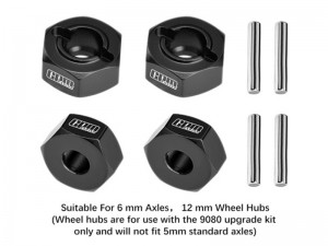 GPM TFR010 F AND R 12mm WHEEL HUB AXLE HOLE 6mm 9069 FOR TRAXXAS 1/10 FORD FIESTA ST / BIGFOOT 2S / RUSTLER 2S / SLASH 4X4 VXL / FORD RAPTOR R / STAMPEDE 2S / 1/8 JATO 4X4 VXL - BLACK - TFR010-BK