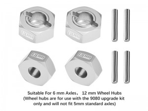 GPM TFR010 F AND R 12mm WHEEL HUB AXLE HOLE 6mm 9069 FOR TRAXXAS 1/10 FORD FIESTA ST / BIGFOOT 2S / RUSTLER 2S / SLASH 4X4 VXL / FORD RAPTOR R / STAMPEDE 2S / 1/8 JATO 4X4 VXL - SILVER - TFR010-S