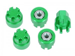 ALUMINUM M2 WHEEL NUT CAP HEX WITH TOOL FOR AXIAL RACING 1/24 SCX-24 AX-24 CRAWLER DEADBOLT JLU GLADIATOR BRONCO - GREEN - RS-M27/GR
