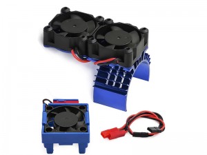 ALUMINUM 540 MOTOR HEATSINK DUAL TYPE WITH VELINEON VXL3S ESC COOLING FANS FOR TRAXXAS 1/10 SLASH HOSS STAMPEDE RUSLTER HOSS 4X4 - BLUE - RS-MHST01/BU