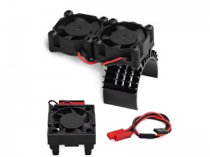 ALUMINUM 540 MOTOR HEATSINK DUAL TYPE WITH VELINEON VXL3S ESC COOLING FANS FOR TRAXXAS 1/10 SLASH HOSS STAMPEDE RUSLTER HOSS 4X4 - RS-MHST01/BK