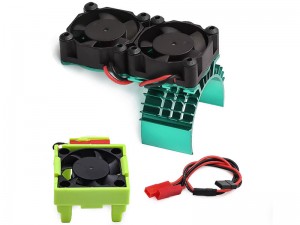 ALUMINUM 540 MOTOR HEATSINK DUAL TYPE WITH VELINEON VXL3S ESC COOLING FANS FOR TRAXXAS 1/10 SLASH HOSS STAMPEDE RUSLTER HOSS 4X4 - GREEN - RS-MHST01/GR