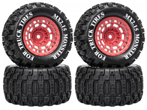 RUBBER TIRE & RIM SET 100 X 52mm 12mm TYPE-A HEX FOR TRAXXAS MINI E-REVO MINI XRT MINI MAXX RC 1/14 1/16 MONSTER TRUCK - RS-TY10052A-RE