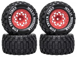 RUBBER TIRE & RIM SET 100 X 52mm 12mm TYPE-B HEX FOR TRAXXAS MINI E-REVO MINI XRT MINI MAXX RC 1/14 1/16 MONSTER TRUCK - RS-TY10052B-RE