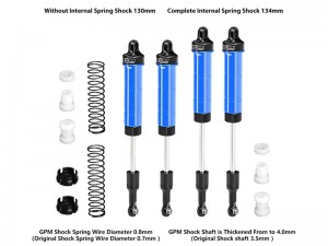 GPM 6061-T6 ALLOY FRONT / REAR COMPLETE INTERNAL SPRING SHOCK 130mm & 134mm FOR LOSI 1/8 LMT 2.0 Grave Digger LOS04028 - BLUE - LMT2130134-B