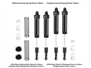 GPM 6061-T6 ALLOY FRONT / REAR COMPLETE INTERNAL SPRING SHOCK 130mm & 134mm FOR LOSI 1/8 LMT 2.0 Grave Digger LOS04028 - BLACK - LMT2130134-BK