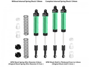 GPM 6061-T6 ALLOY FRONT / REAR COMPLETE INTERNAL SPRING SHOCK 130mm & 134mm FOR LOSI 1/8 LMT 2.0 Grave Digger LOS04028 - GREEN - LMT2130134-G