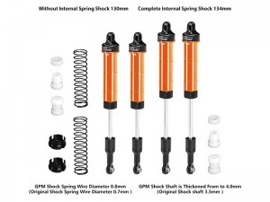 GPM 6061-T6 ALLOY FRONT / REAR COMPLETE INTERNAL SPRING SHOCK 130mm & 134mm FOR LOSI 1/8 LMT 2.0 Grave Digger LOS04028 - ORANGE - LMT2130134-OR
