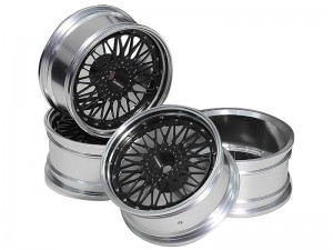 ALUMINUM VINTAGE BBS RIM SET 45 X 26mm 12mm HEX FOR 1/10 YOKOMO DRIFT TAMIYA TT-02D RC CAR - RS-WH482612/BK