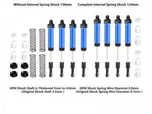 GPM LMT2130134FR 6061 ALLOY F & R COMPLETE INTERNAL SPRING SHOCK SET - 130mm AND 134MM LOS-1830 LOS-1831 FOR LOSI 1/8 LMT 2.0 MONSTER GRACE DIGGER LOS04028 - BLUE - LMT2130134FR-B