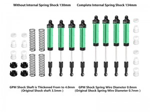 GPM LMT2130134FR 6061 ALLOY F & R COMPLETE INTERNAL SPRING SHOCK SET - 130mm AND 134MM LOS-1830 LOS-1831 FOR LOSI 1/8 LMT 2.0 MONSTER GRACE DIGGER ... - LMT2130134FR-G
