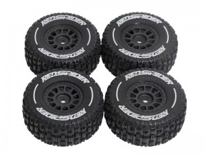 SHORT COURSE RUBBER TIRE & RIM SET 65 X 28mm 12mm HEX ARA550116 FOR 1/14 ARRMA MOJAVE GROM RC TRUCK ARA2104 - BLACK - RS-TY-6528B/BK