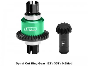GPM MGG1230FS STEEL 7075 ALLOY FRONT DIFFERENTIAL GEAR SET 12/30T FOR ARRMA 1/18 GRANITE GROM / 1/14 TYPHON GROM / 1/16 MOJAVE GROM - GREEN - MGG1230FS-G