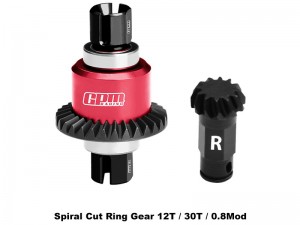 GPM MGG1230RS STEEL 7075 ALLOY REAR DIFFERENTIAL GEAR SET 12/30T FOR ARRMA 1/18 GRANITE GROM / 1/14 TYPHON GROM / 1/16 MOJAVE GROM - RED - MGG1230RS-R