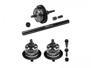 GPM ALUMININUM FULL FRONT CENTER REAR COMPLETE DIFFERENTIAL SET FOR TRAXXAS MINI SLASH 4X4 SHORT COURSE 10816 - BLACK - TXMM1137SSLAM4712/BK