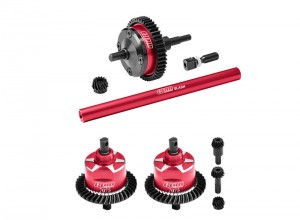 GPM ALUMININUM FULL FRONT CENTER REAR COMPLETE DIFFERENTIAL SET FOR TRAXXAS MINI SLASH 4X4 SHORT COURSE 10816 - RED - TXMM1137SSLAM4712/R