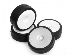 RACING COMPETITION RUBBER TIRE AND RIM SET - DISC TYPE 65 x 25mm 12mm HEX FOR 1/10 RC ON-ROAD CERO ULTRA TRF CAR - RS-AR310472