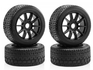 RUBBER TIRE AND RIM SET 44/ 102 2.9" ARA550062 FOR ARRMA 1/7 INFRACTION LIMITLESS V2 6S BLX ARA109001 ARA7116V2 - BLACK - RS-WH10244/BK