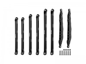 GPM RBX01449FR ALUMINUM 7075 REAR CHASSIS LINKS & REAR LOWER TRAILING ARMS & FRONT UPPER & LOWER CHASSIS LINKS AXI234023 FOR AXIAL 1/10 RBX10 ROCK BOUNCER AXI03005 - BLACK - RBX01449FR-BK