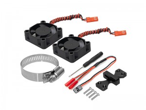 PLASTIC DUAL MOTOR HEATSINK COOLING FAN  30 X 30mm 35-43mm W. BELT MOUNT FOR 1/7 1/8 1/10 3660 3670 4074 4068 4274 MOTOR - RS-MHS3030P/BK