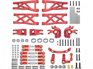 ALUMINUM COMBO SET STEERING KNUCKLE ARM C-HUB SUSPENSION ARM TIE ROD ARA330442 AR330443 AR330535 ARA340179 FOR 1/10 ARRMA GRANITE BIG ROCK SENTON 3S BLX - RED - RS-MHS4040AL/RE