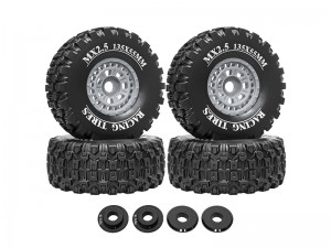 RUBBER TIRE AND RIM SET 135 X 55mm 17mm HEX FOR 1/7 TRAXXAS UDR 1/7 1/8 ARRMA MOJAVE SHORT COURSE - GREY - RS-TY13555/GY