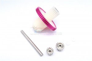 GPM CC100MG MAIN GEAR SET  -ALLOY SPUR GEAR 59T,0.8mm PITCH-1PC  -STEEL MOTOR GEAR 13T & 16T-2PCS  -PLASTIC SPUR GEAR HOLDER-1PC -5x8MM BEARING-1P ... - CC100MG-R