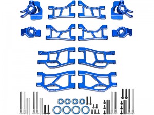 ALUMINUM FRONT STEERING BLOCK REAR HUB WITH FULL SUSPENSION ARM SET 10830 10831 10732 FOR TRAXXAS MINI SLASH 4X4 MINI RALLY VXL 108046-1  107154-1 - RS-TRX1083031/BU