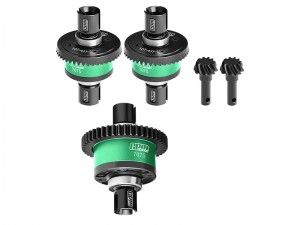 GPM STEEL 7075 FRONT CENTER REAR COMPLETE DIFFERENTIAL 9580 9585 FOR TRAXXAS 1/8 4WD SLEDGE MONSTER TRUCK 95076-4 - GREEN - SLE1043046S-G