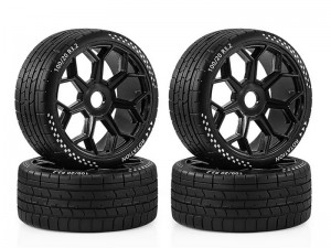 RUBBER TIRE AND RIM SET 42/ 101 2.9" 17mm HEX ARA550062 FOR ARRMA 1/7 INFRACTION LIMITLESS V2 6S 120 8S BLX ARA109001 ARA7116V2 ARA7816 - RS-WH10142/BK