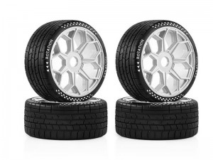 RUBBER TIRE AND RIM SET 42/ 101 2.9" 17mm HEX ARA550062 FOR ARRMA 1/7 INFRACTION LIMITLESS V2 6S 120 8S BLX ARA109001 ARA7116V2 ARA7816 - RS-WH10142/WI