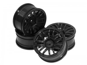 NYLON PLASTIC 52 x 26mm RIM 12mm HEX FOR 1/10 TAMIYA XV-0X TT-01 TT-02 RC ONROAD CAR - BLACK - RS-WH522612-BK