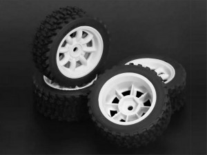 RALLY TIRE & RIM SET 60D FOR 1/10 TAMIYA M-CHASSIS XM-01 MF-01X M04 M05 M06 M07 M08 MB-01 RC CAR - TYPE A - RS-WH3526A/WI