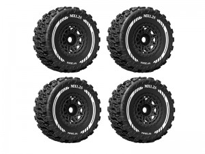 SHORT COURSE RUBBER TIRE & RIM SET 64 X 28mm 12mm HEX ARA550116 FOR 1/14 ARRMA MOJAVE GROM RC TRUCK ARA2104 - RS-TY-6528C/BK