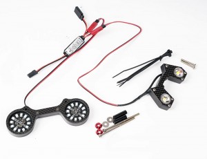 CARBON FIBER FRONT & REAR BUMPER LED SPOTLIGHT 3CH AR320454  AR320455 FOR 1/8 ARRMA TYPHON 223S MEGA 665 BUGGY - RS-AR320454FR/LED