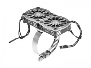 GPM GPM3357FANV2 7075 STAINLESS STEEL DUAL 40 X 40mm COOLING FAN ADJUSTABLE FOR 40-56 SERIES MOTOR - SILVER - GPM3357FANV2-S