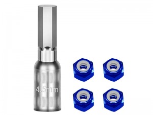 ALUMINUM WHEEL LOCK NUT AND NUT TOOL FOR AXIAL 1/30 SCX30 CRAWLER FORD BRONCO AXI-2048 JEEP WRANGLER AXI-2261 - BLUE - SCX30/005-B