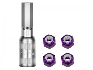 ALUMINUM WHEEL LOCK NUT AND NUT TOOL FOR AXIAL 1/30 SCX30 CRAWLER FORD BRONCO AXI-2048 JEEP WRANGLER AXI-2261 - PURPLE - SCX30/005-P