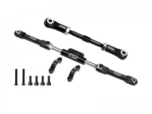 GPM H1016224 4140 CARBON STEEL 7075 T6 ALLOY SERVO LINK & FRONT STEERING LINK SET IRC00192  FOR VANQUISH 1/10 H10 OPTIC YOKOHAMA RTR SPARCO RTR VPS09027 - BLACK - H1016224-BK