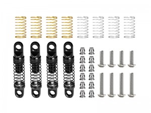 GPM SCX30/26FR ALLOY ADJUSTABLE SHOCK SET - 26mm AXI-3317 FOR AXIAL 1/30 SCX30 FORD BRONCO SCX30 JEEP WRANGLER JLU CRAWLER AXI-2048 AXI-2261 AXI-2260 - SCX30/26FR-BK-BK