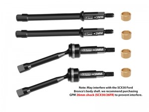 GPM SCX30/20+3MM-BK 4140 CARBON STEEL FRONT & REAR DRIVE AXLES +3mm AXI-3324 AXI-3320 FOR AXIAL 1/30 SCX30 FORD BRONCO SCX30 JEEP WRANGLER JLU SCX ... - SCX30/20+3MM-BK