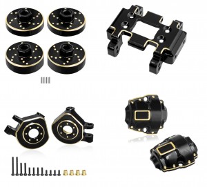 COMBO BRASS PARTS KNUCKLE ARM GEAR DIFF COVER WHEEL HUB SET FOR 1/32 RED CAT RACING ASCENT 32 CRAWLER - RS-ASC3205/BR